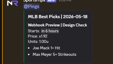 SportsTips AI Discord output preview